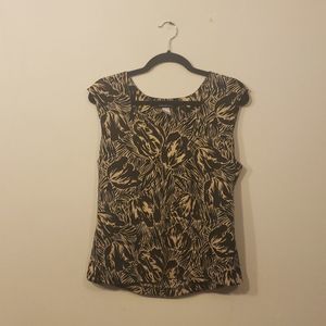 Jones New York Black/White Floral Blouse Size L